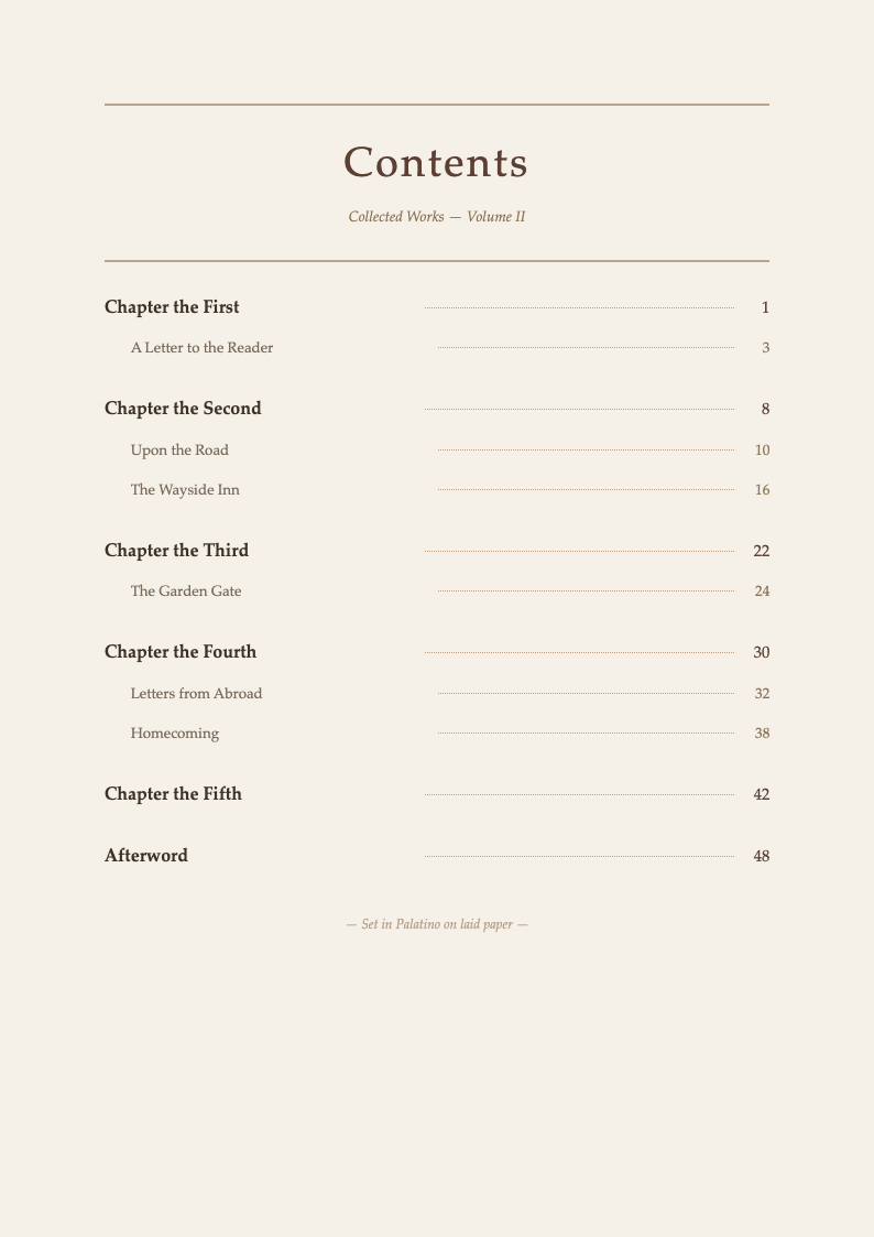 Paper texture vintage table of contents
